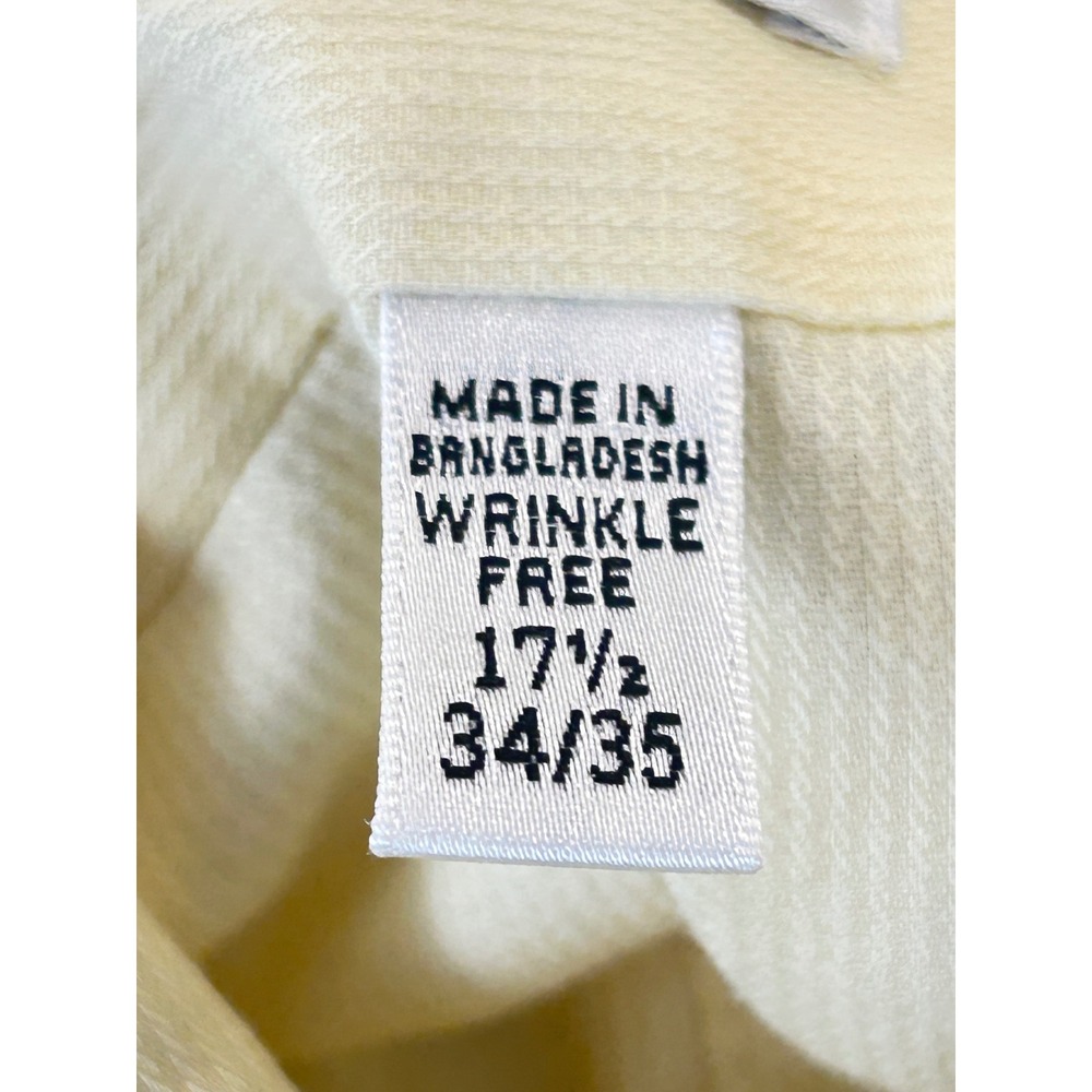 Van Heusen Button Down Men 17.5 34/35 Yellow Business Casual 20KH005790
